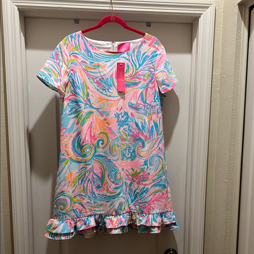 Lilly Pulitzer Teal and Pink Patterned Dress